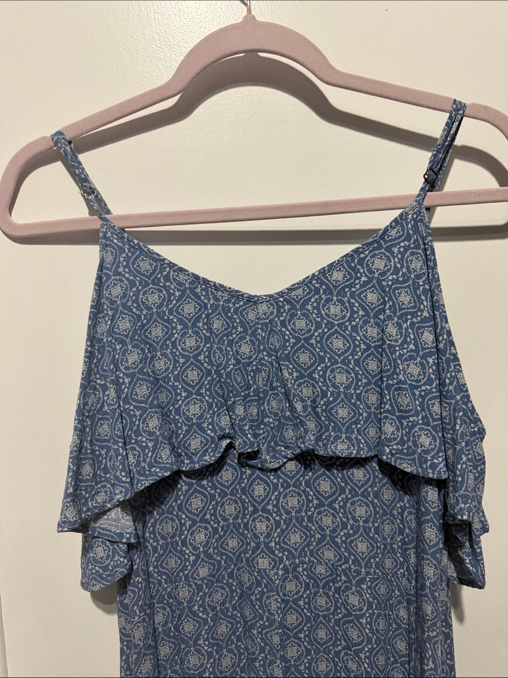 Rewind - Blue Printed High-Low Ruffle Dress - Picture 2 of 4